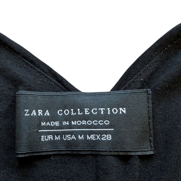 Zara Dress Plunge Ruched Little Black V Neck Flutter Sleeves Women's size Medium - Picture 6 of 13